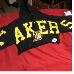 Ladies NBA cropped Los Angeles Lakers hoodir
